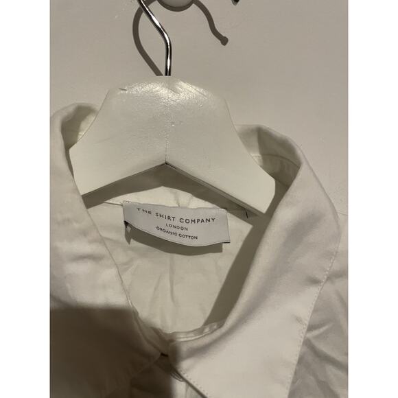 THE SHIRT COMPANY White Organic Cotton‎ Cuff Collared Shirt Large - Picture 2 of 7